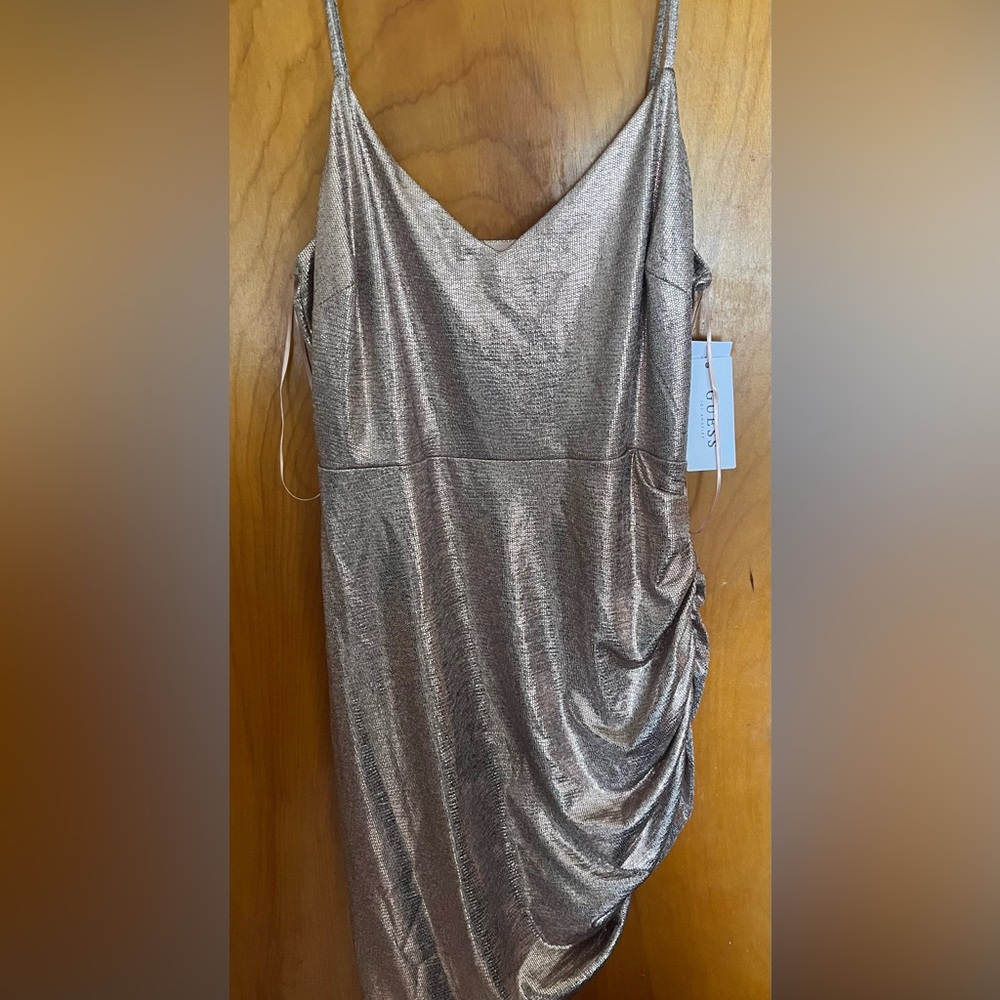 New Guess rose gold ruched Breana dress
